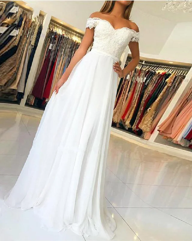 Can't Be Beat Women Cheap Price Wedding Gown Off the Shoulder Lace Beach Lace Chiffon Ivory Bridal Dress WD0926 Can't Be Beat Women Cheap Price Wedding Gown Off the Shoulder Lace Beach Lace Chiffon Ivory Bridal Dress WD0926