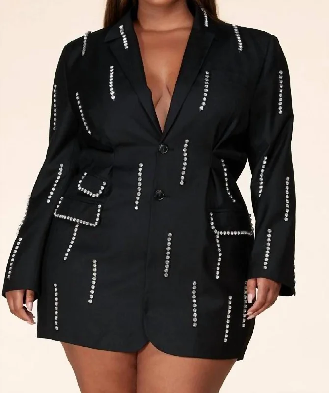 Limited Edition 3-In-1 Blazer Dress With Rhinestones In Black