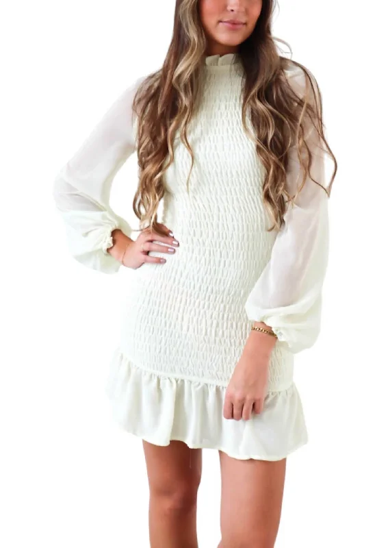 Today Only Set You Free Smocked Mini Dress In Ivory