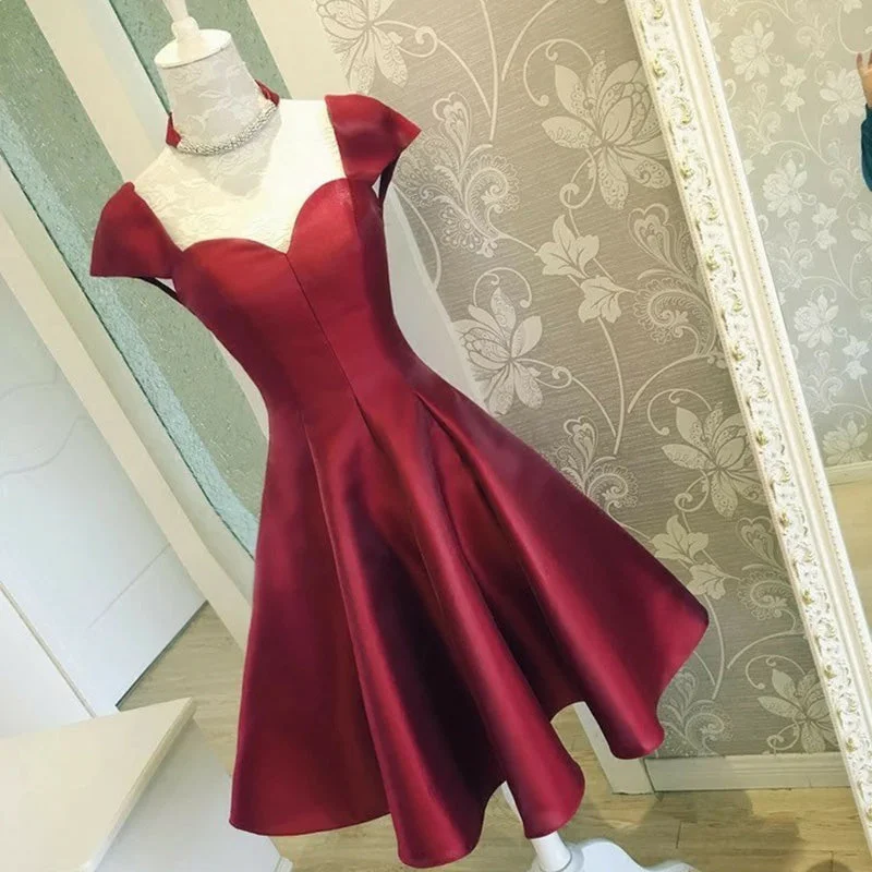 Bargain Blast 2025 Cap Sleeves Burgundy Short Homecoming Dresses A Line 8th Graduation Gown Bargain Blast 2025 Cap Sleeves Burgundy Short Homecoming Dresses A Line 8th Graduation Gown