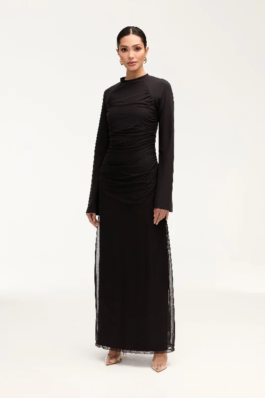 Year-End Sale Emilia Rouched Maxi Dress - Black