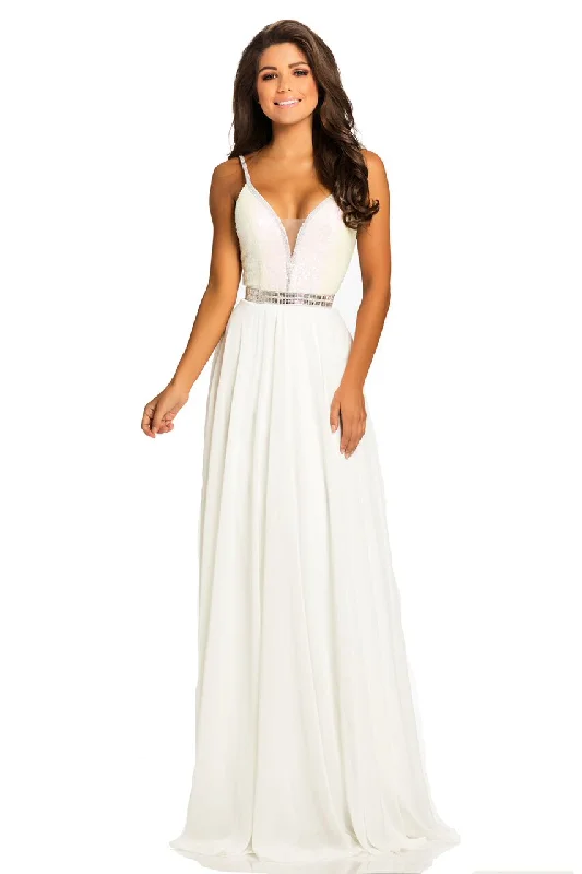 Exclusive Offers Johnathan Kayne 8050 Size 4 White sequin top prom gown pageant chiffon dress