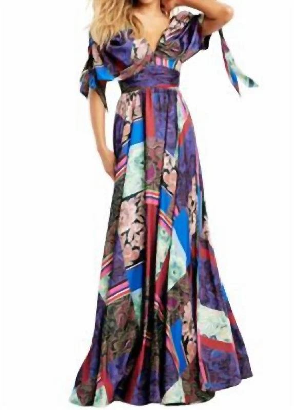Price Break Multi Color V-Neck Contemporary Dress