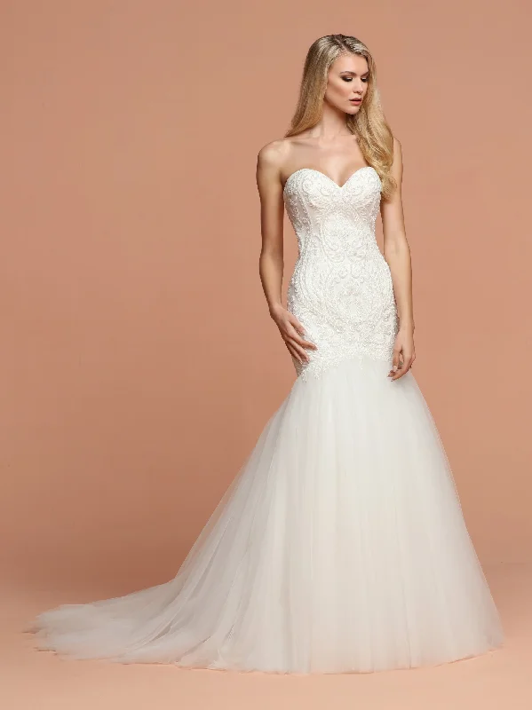 Exclusive Online Offer Davinci Bridal 50575 Size 14 White Fitted Mermaid Beaded Tulle Fit Flare Wedding Dress Corset Strapless Exclusive Online Offer Davinci Bridal 50575 Size 14 White Fitted Mermaid Beaded Tulle Fit Flare Wedding Dress Corset Strapless