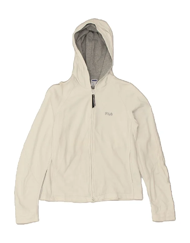 Steals and Deals FILA Womens Zip Hoodie Sweater IT 44 Medium White
