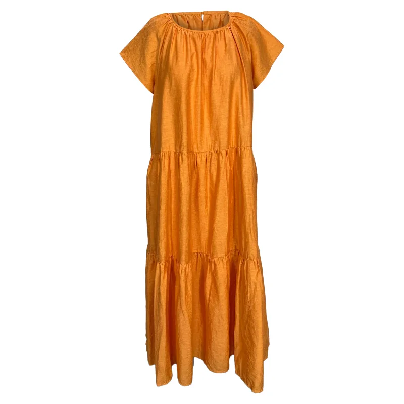 Deal Frenzy Weekend Max Mara Nembi Midi Tiered Dress in Orange Linen