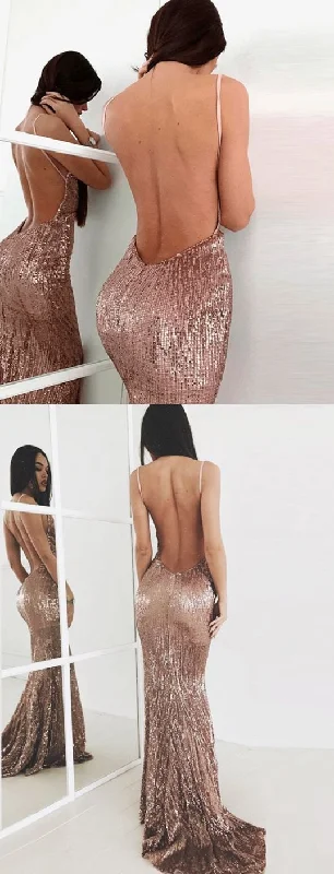 Special Offer sparkle sexy backless sequin long prom dress, PD5891