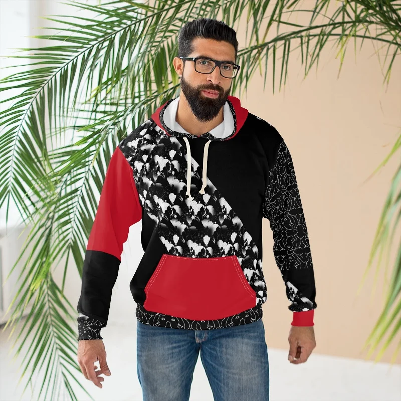 Big Discounts AOP Unisex Pullover Hoodie CHERRY & BLACK