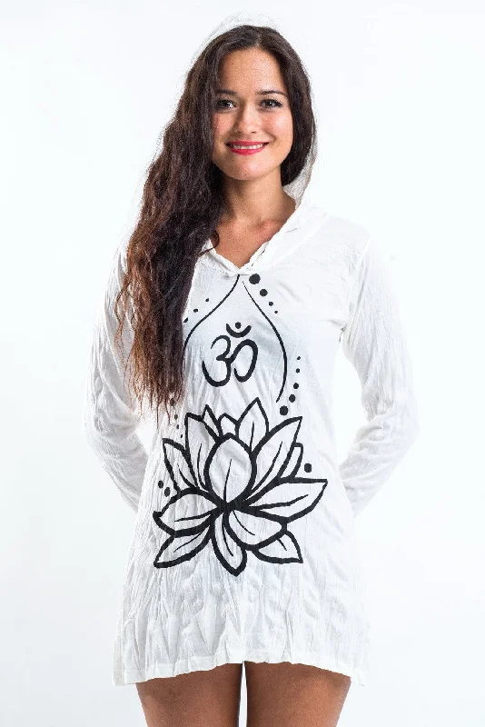 Now or Never Sure Design Women's Lotus Ohm Hoodie Dress White