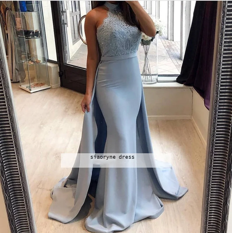 Extra Savings Fashion Baby Blue Fit Prom Dresses with Over skirt Halter High Neck Women Lace Formal Evening Dresses Long Extra Savings Fashion Baby Blue Fit Prom Dresses with Over skirt Halter High Neck Women Lace Formal Evening Dresses Long