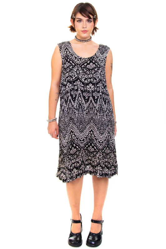 Great Deals Vintage 90's Black Paisley Flower Tank Dress - OSFM