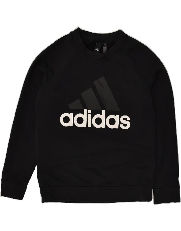 New Markdowns ADIDAS Womens Graphic Sweatshirt Jumper UK 12/14 Medium Black Cotton