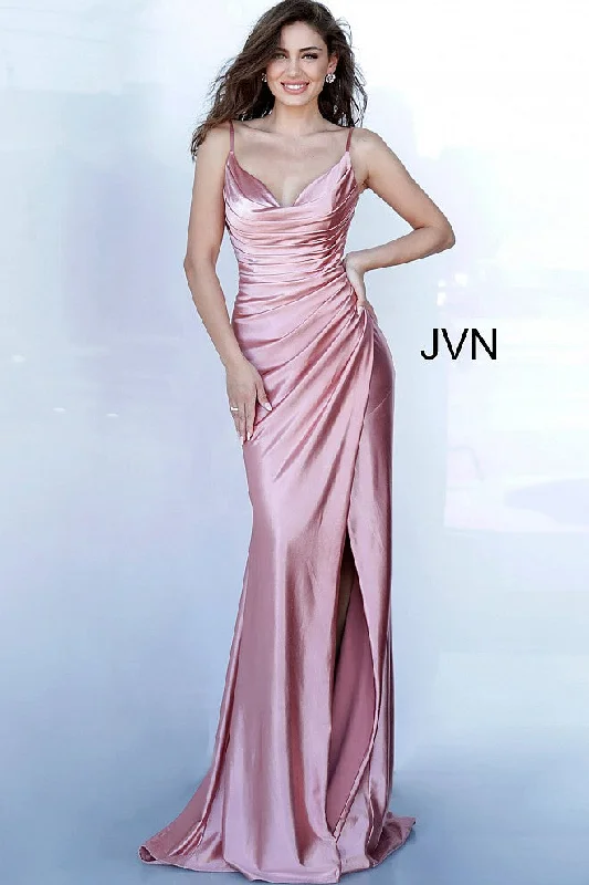 Flash Sale Jovani 03104 Ruched Satin Prom Dress Evening Gown Cowl Neck Gown