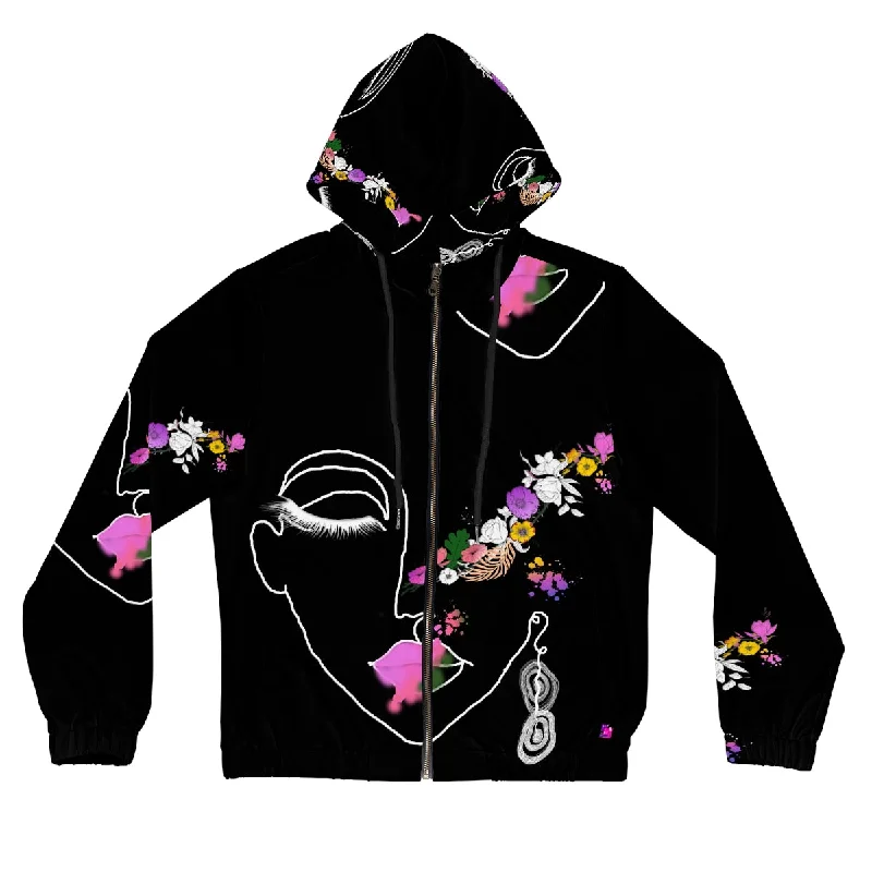 Deal Zone Women’s Full-Zip Hoodie (AOP) PALETTE OF BLOOM