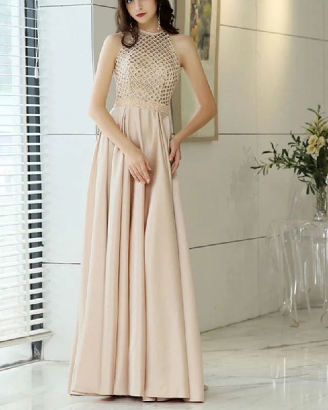 Price Fest Champagne Beading Girls Prom Dresses Long Formal Gown PL664