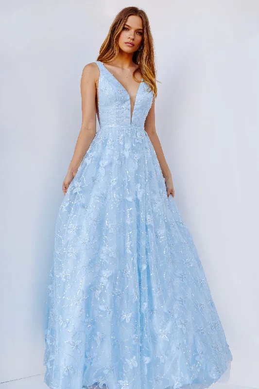 Huge Discounts Jovani 24182 Lace Butterflies Prom Dress A line Plunging V Neckline with Panel Huge Discounts Jovani 24182 Lace Butterflies Prom Dress A line Plunging V Neckline with Panel