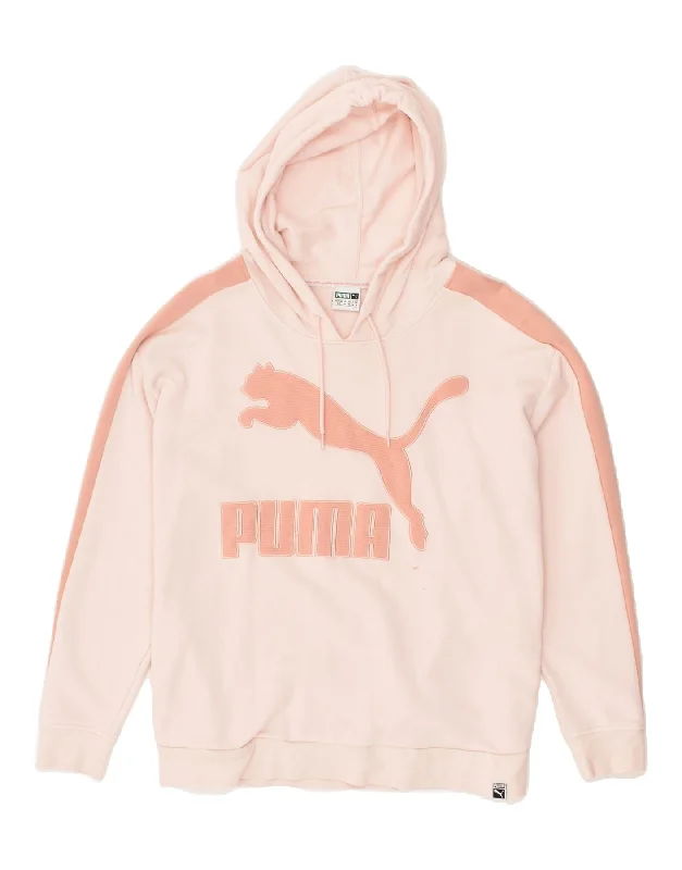 Discount Deals PUMA Womens Oversized Graphic Hoodie Jumper UK 10 Small Pink Cotton