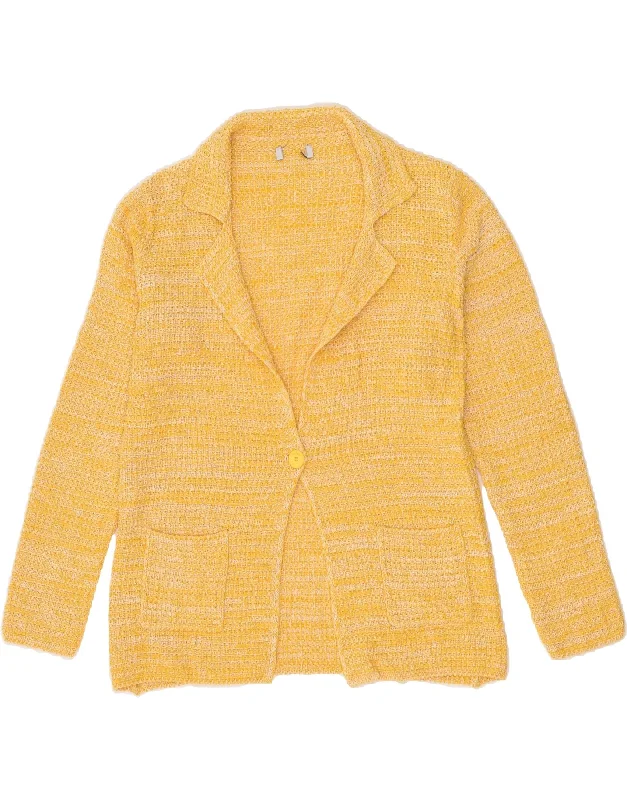 Holiday Sale VINTAGE Womens Cardigan Sweater UK 16 Large Yellow Cotton