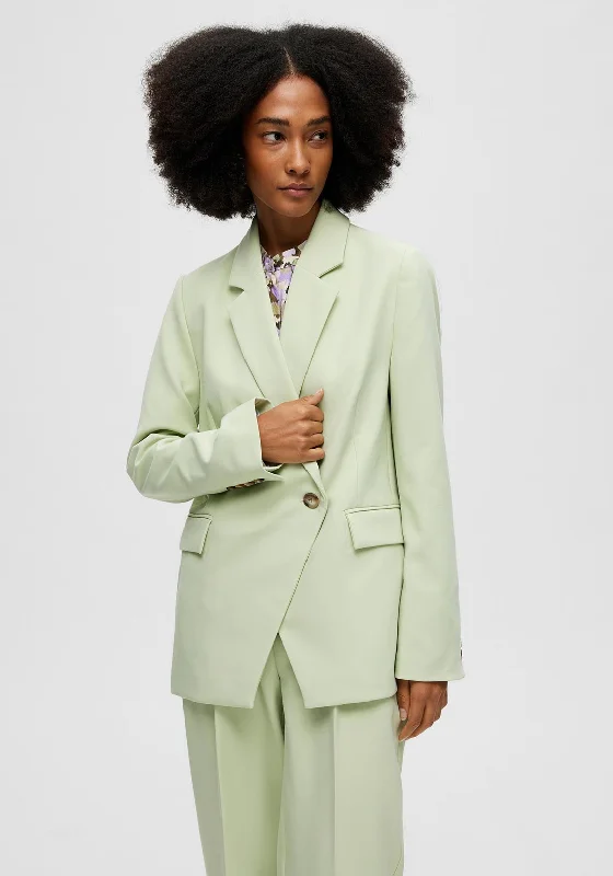 Price Fest Selected Femme Doah Asymmetric Blazer, Celadon Green