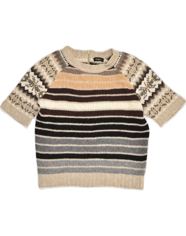 Clearance Items MAX & CO. Womens Short Sleeve Crew Neck Jumper Sweater UK 14 Large Brown