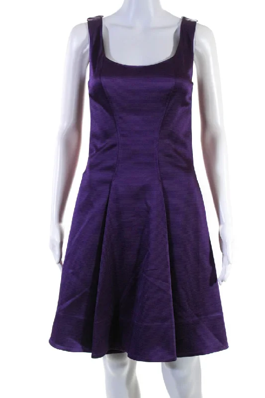 Savings Spectacular ZAC Zac Posen Womens Betty Ribbed Satin Swing Dress Purple