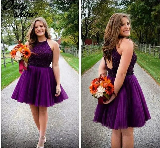 Unmissable Offer Siaoryne New Arrive Hot Sale Purple Beading Tulle Ball Gown Homecoming dress Short Graduation Gown for girls Unmissable Offer Siaoryne New Arrive Hot Sale Purple Beading Tulle Ball Gown Homecoming dress Short Graduation Gown for girls