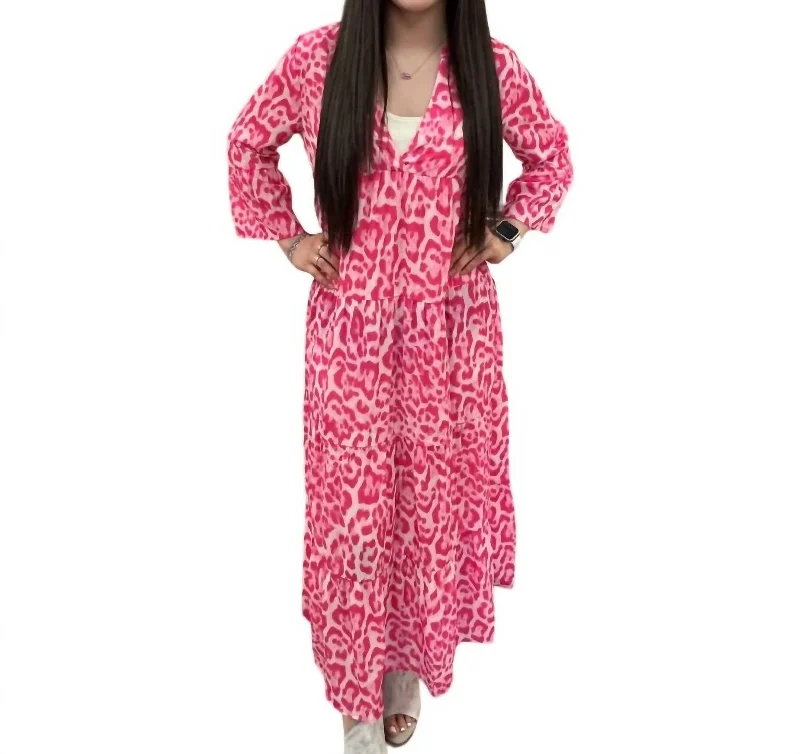 Lowest Price Animal Print Dress In Hot Pink