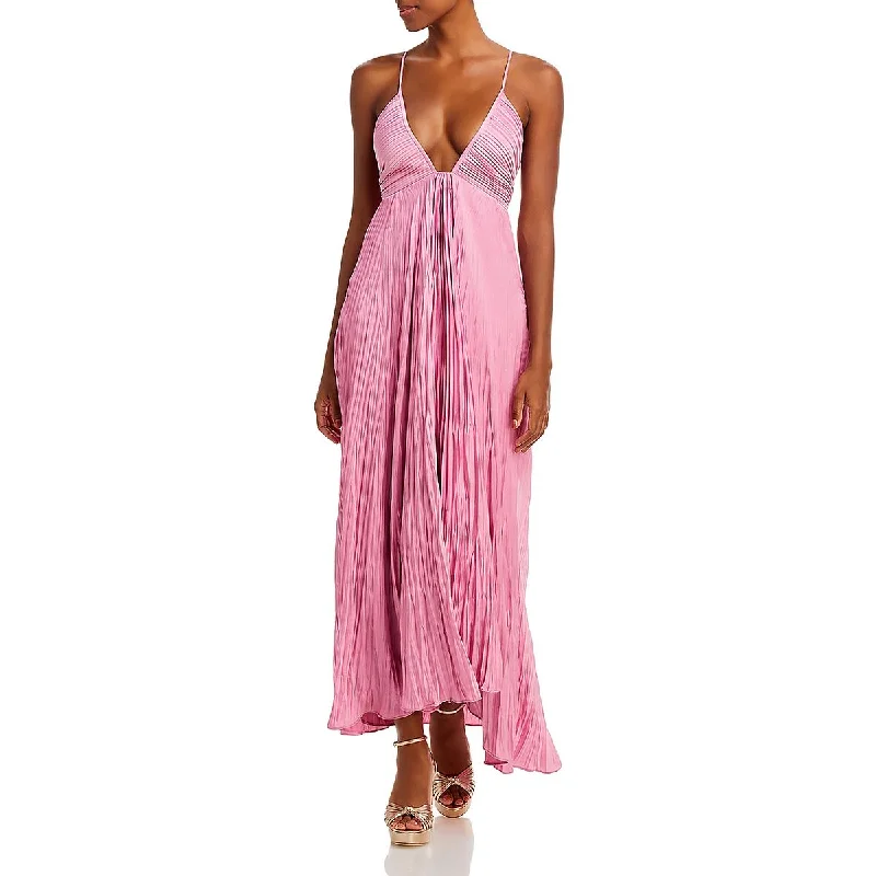 Closeout Womens Tea-Length Pleated Maxi Dress