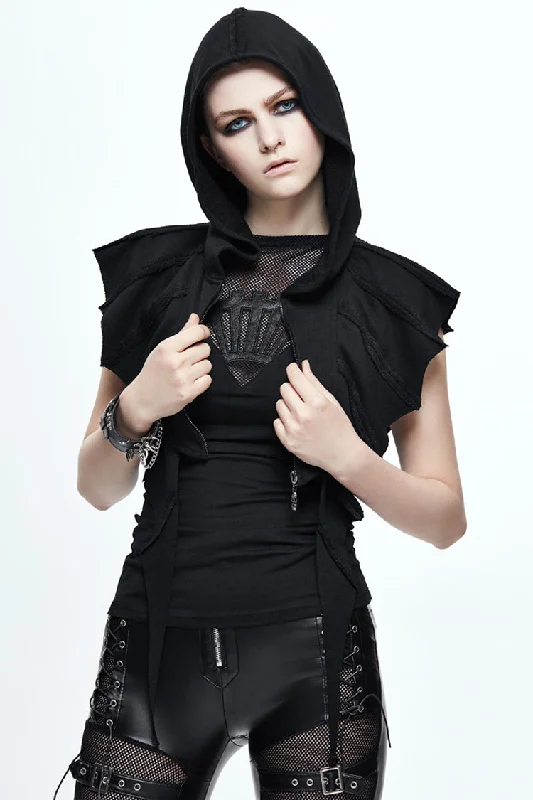 Don't Wait Black Bat Wings Women's Punk Hooded Cape