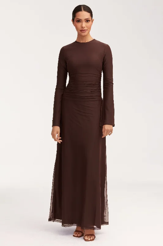 Buy More, Save More Adelina Rouched Maxi Dress - Chocolate Plum
