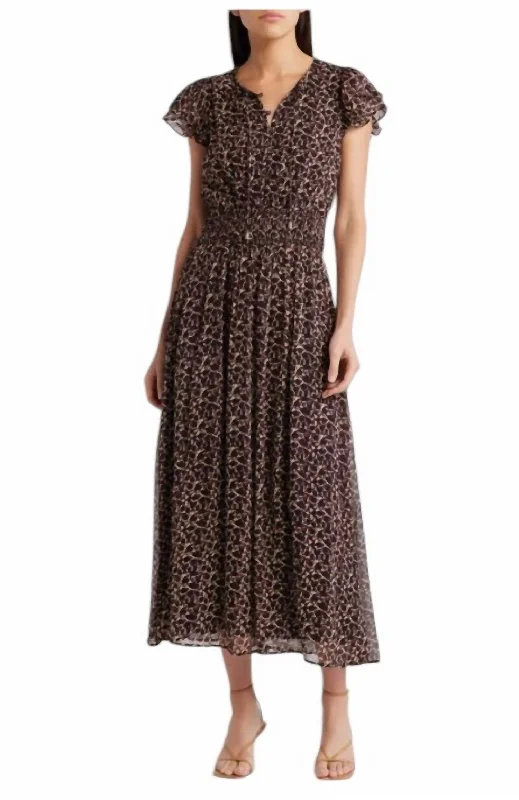 Now or Never Tomasa Ankle Dress In Medici Print