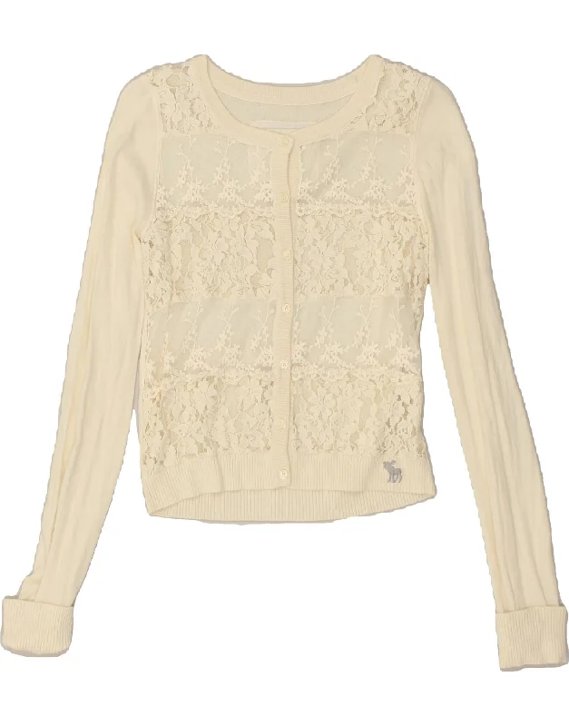 Take Advantage ABERCROMBIE & FITCH Womens Crop Cardigan Sweater UK 12 Medium Beige Floral