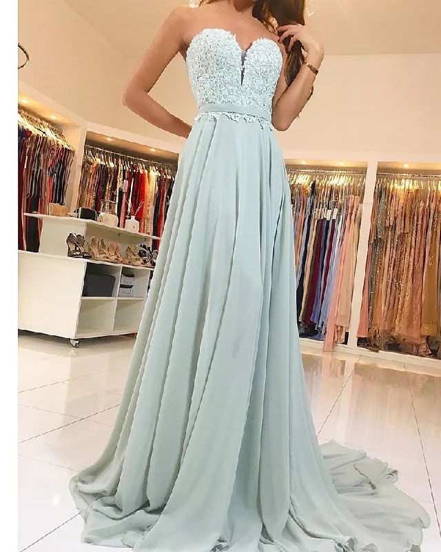 Hurry In Sweetheart Elegant Lace and Chiffon Backless Prom Dress Long 2019 PL547