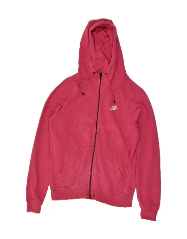 Limited Availability NIKE Womens Zip Hoodie Sweater UK 10 Small Pink Cotton