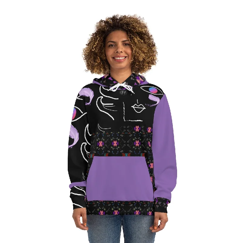Shop and Save AOP Fashion Hoodie FACE DOODLES VIOLET