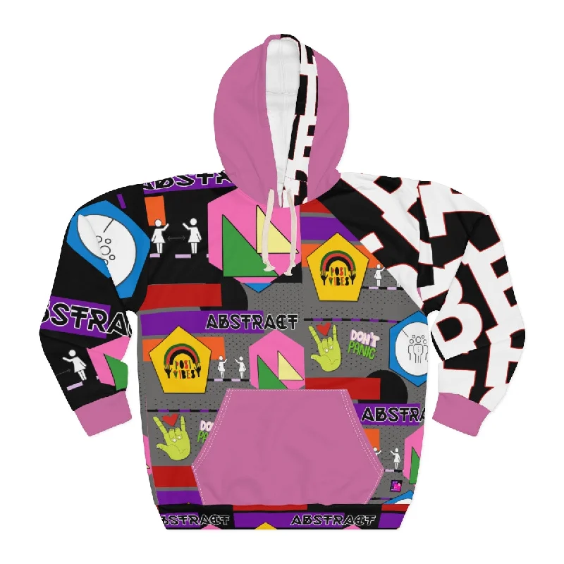 Fantastic Deals AOP Unisex Pullover Hoodie WORDS & ABSTRACT PINK