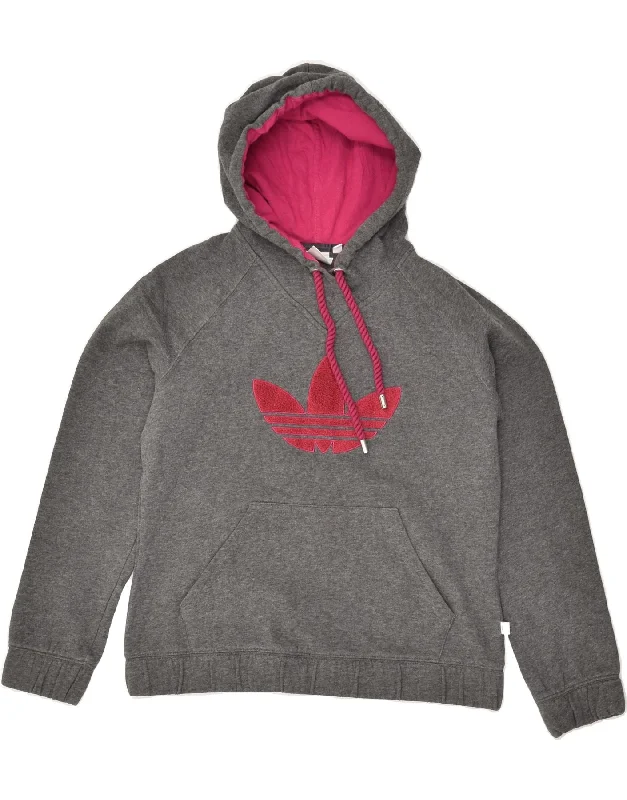 Markdowns ADIDAS Womens Graphic Hoodie Jumper EU 38 Medium Grey Cotton