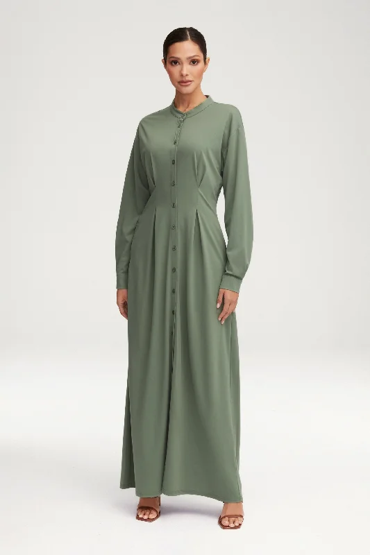 Deal of the Day Ivy Jersey Button Down Maxi Dress - Sage
