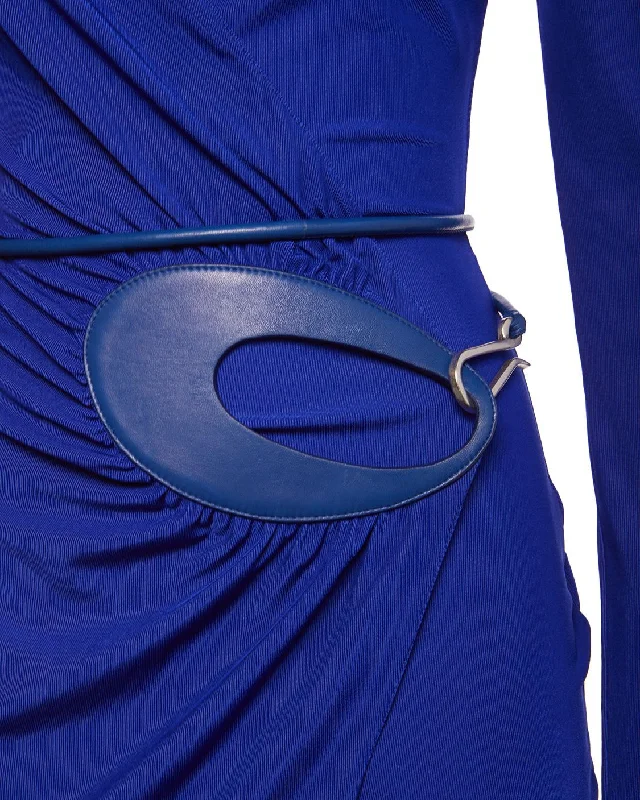 Inventory Reduction Tom Ford Womens Leather Trimmed Wrap Dress In Blue