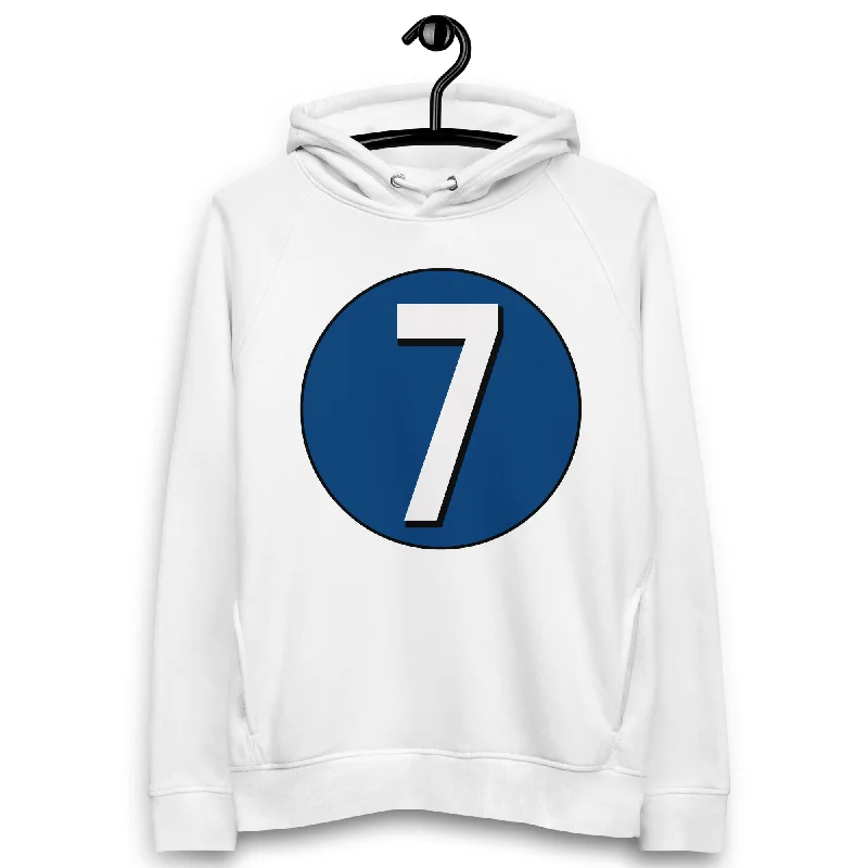YEAR-End Sale Unisex pullover hoodie: White on Navy Blue 7