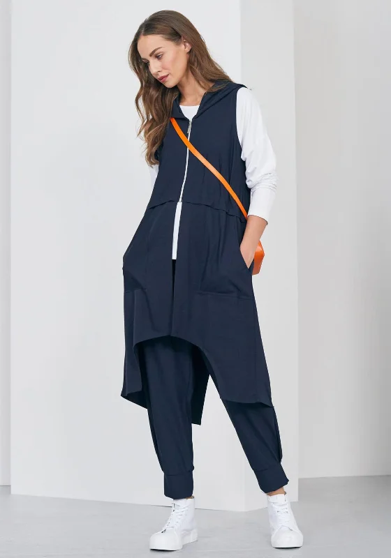 Deal Explosion Naya Contrast Panel Long Gilet, Navy