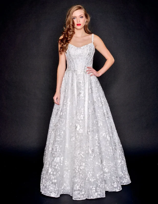 Overstock Nina Canacci 3182 Size 10 Ivory Long Ballgown Prom Dress Wedding Gown