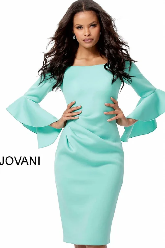 New Markdowns Jovani 59992 Scuba Bell Sleeve Knee Length Dress 59992