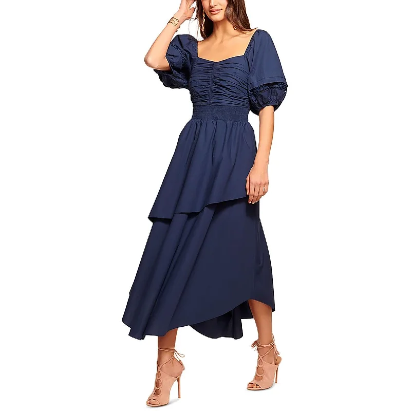 Act Fast Persephone Womens Smocked Layered Midi Dress