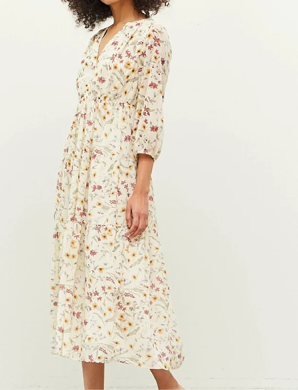 Amazing Deals Meadow Midi Tier Dress In Cream