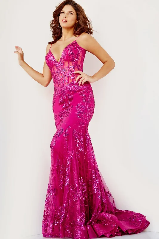 Sneak Peek Sale Jovani 3675 Prom Dress Sheer Corset Shimmer Mermaid Pageant Gown