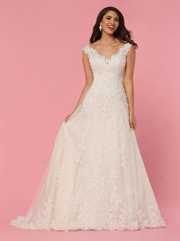 Limited Time Davinci Bridal 50444 Long Sheer A Line Lace Wedding Dress Ballgown