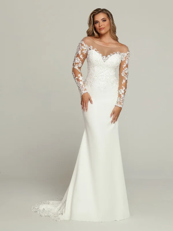 Closeout Davinci Bridal 50701 Long Sleeve Sheer Lace Wedding Dress Train off the Shoulder Bridal Gown Closeout Davinci Bridal 50701 Long Sleeve Sheer Lace Wedding Dress Train off the Shoulder Bridal Gown