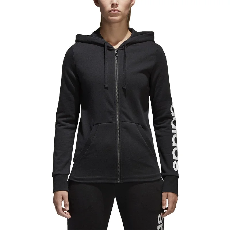 Bargain Prices Adidas Essential Linear Full Zip Logo Women's Hoodie Black