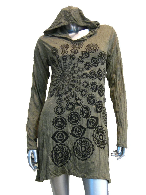 Early Access Sure Design Women's Chakra Fractal Hoodie Dress Green